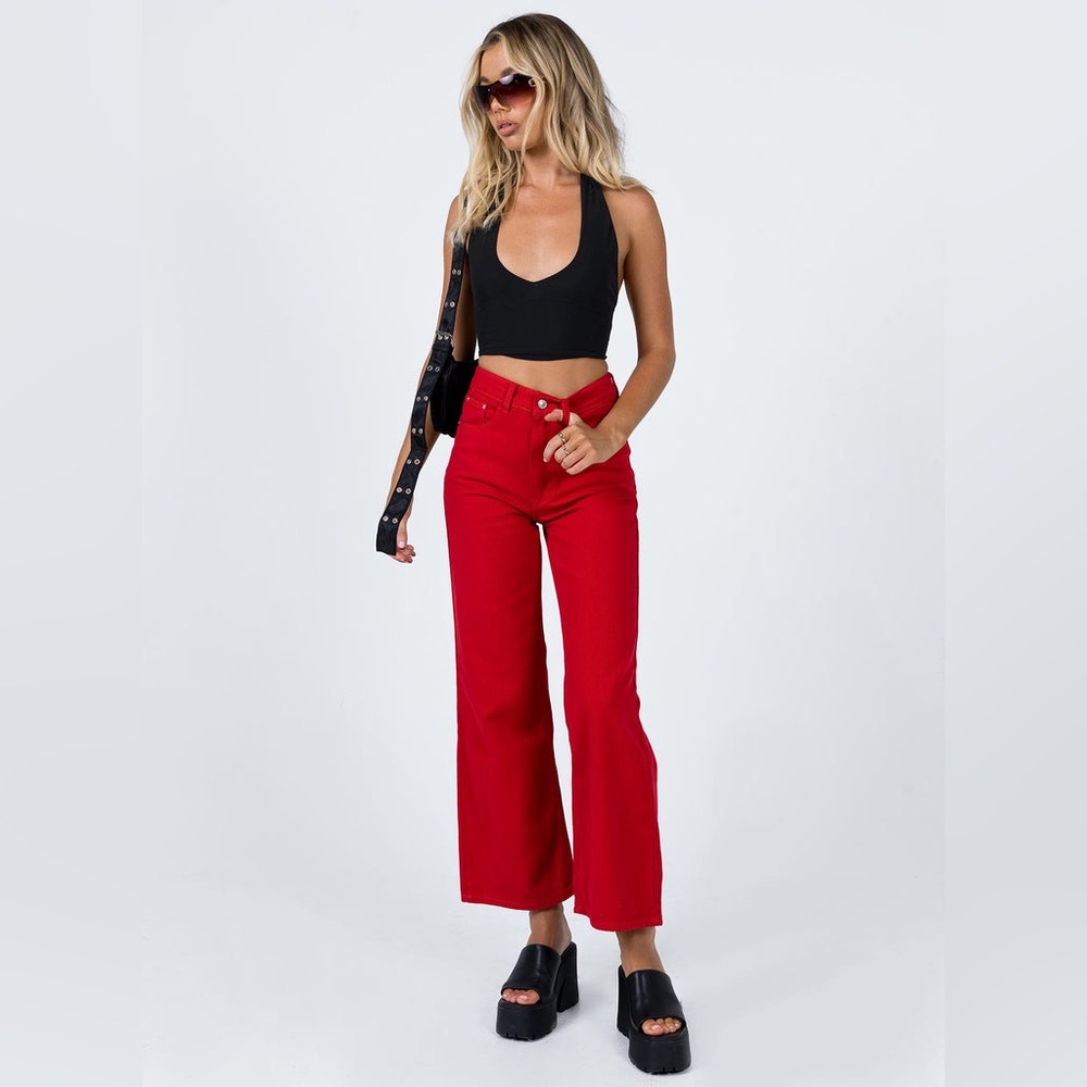 Princess Polly Denver Denim Jeans Red